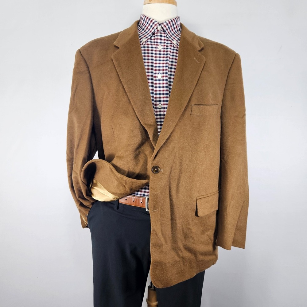 Haspel Men's Sport Coat Blazer Two Button Carmel Brown 100% Cashmere 48R